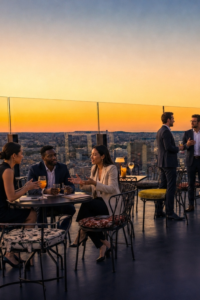 Soirée cocktail d’entreprise au skybar avec vue sur Paris