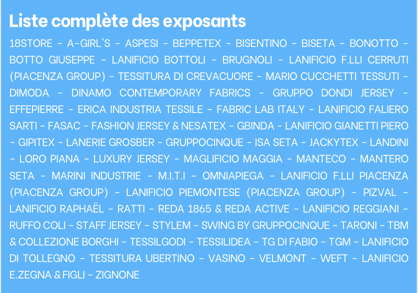 Liste des exposants Future Textile 4